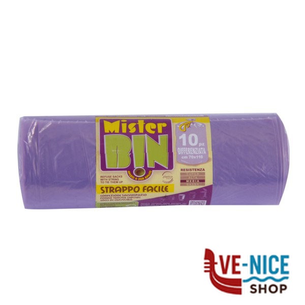 SACCO IMM.LEGACCI VIOLA 70x110 g 30 Pz 10 MR.BIN MB70110V20 SACCHI IMMONDIZIA C - immagine 3