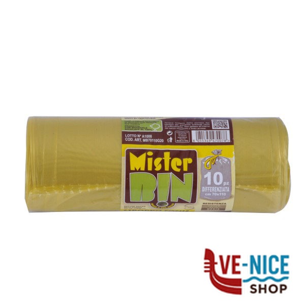 SACCO IMM.LEGACCI GIALLO 50x 60 g 10 Pz 20 MR.BIN MB5060G20 SACCHI IMMONDIZIA C - immagine 4