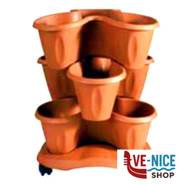 VASO TRIFOGLIO COCCIO SET cm 40 h 51 BAMA 30015 VASI PLASTICA F - immagine 3