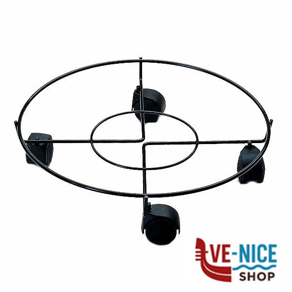 PORTAVASO RUOTE TONDO NERO cm 40 BUZZI BS040U PORTAVASI F - immagine 2