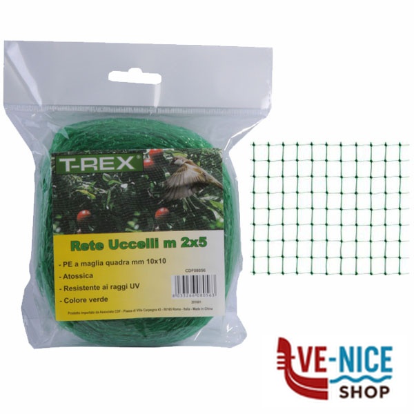 RETE UCCELLI 10x10 h 200 m 10 TREX 08057 BN10-210 RETE UCCELLI F - immagine 2