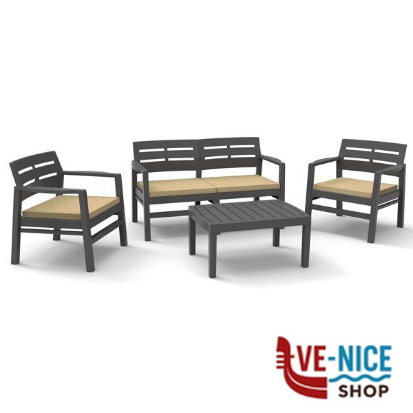 SALOTTINO SET JAVA ANTRACITE Pz 4 PROGARDEN JAV04CCA ARREDO GIARDINO PROGARDEN C - immagine 3