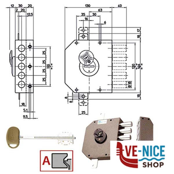 SERRATURA SIC.TRIPLICE SX DM 20520 MOTTURA 20520VSDMX MOTTURA SERR.LEGNO APPLICARE S - immagine 4