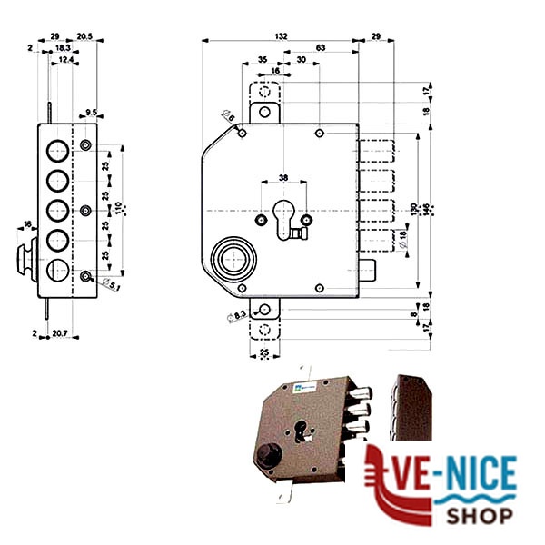 SERRATURA SIC.TRIPLICE SX SCROCCO 38630 MOTTURA 38630VS00X MOTTURA SERR.LEGNO APPLICARE S - immagine 2