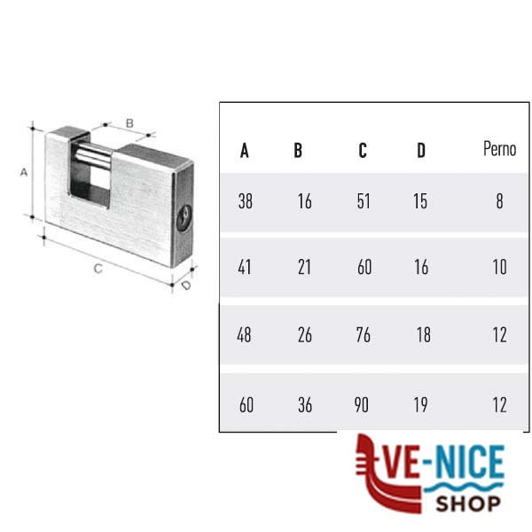 LUCCHETTO OTTONE mm 90 SERRANDE POTENT 2820 POTENT LUCCHETTI S - immagine 2