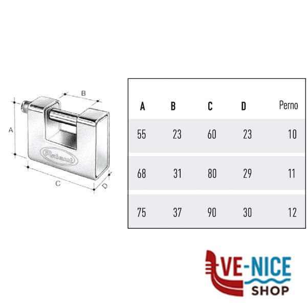 LUCCHETTO CORAZZATO mm 60 SERRANDE POTENT 11070 POTENT LUCCHETTI S - immagine 2