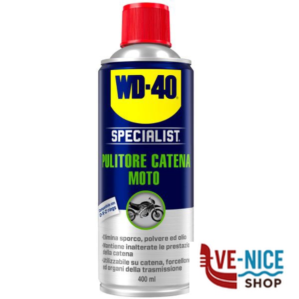 PULITORE CATENA SPRAY ml 400 SPEC.MOTO WD40 39138/46-39798/46 OLI E ADDITIVI VARI F - immagine 4