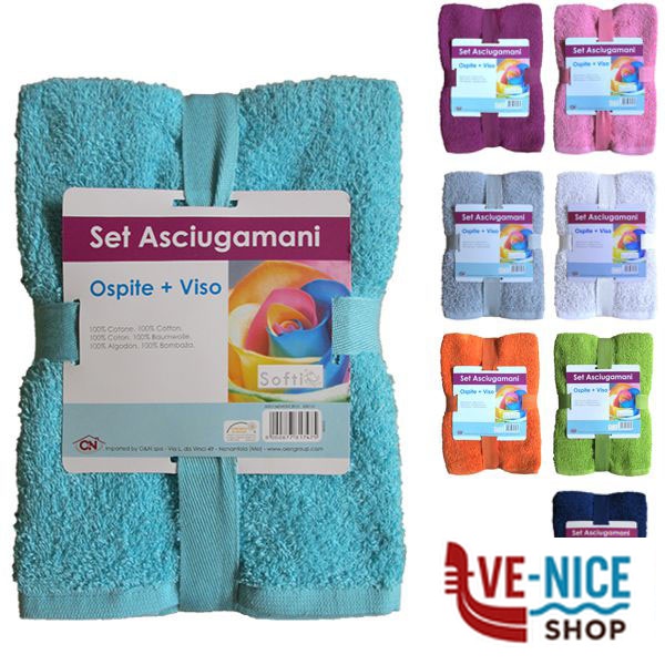 ASCIUGAMANI BAGNO OSPITE+VISO URANO Pz 2 O&N A00134SW00CRT/S ACCESSORI BAGNO VARI C - immagine 3