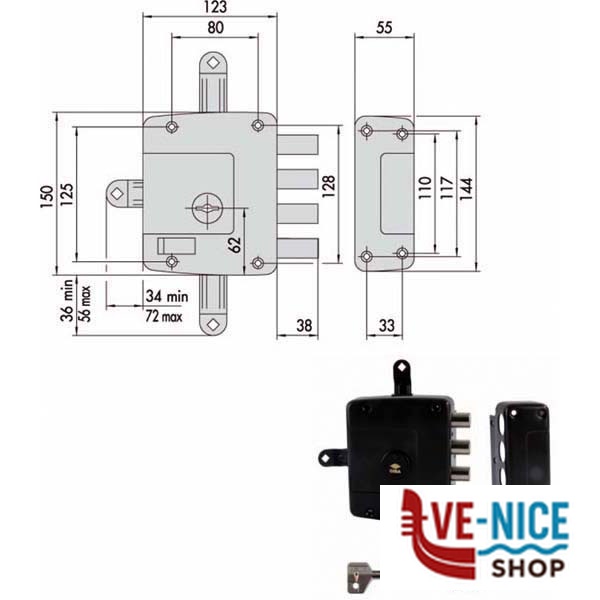 SERRATURA SICUREZZA QUINTUPL.SX 57172-60-2 CISA 57172.60.2 CISA SERR.LEGNO APPLICARE S - immagine 4