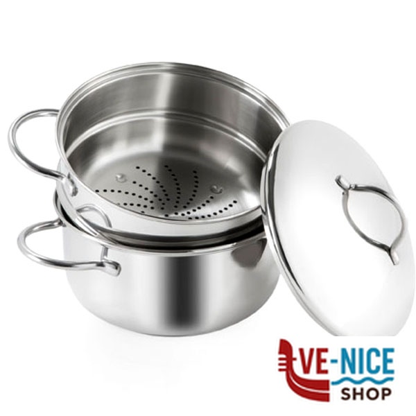 VAPORIERA INOX cm 24 BARAZZONI 475053524 PENTOLE ACCIAIO BARAZZONI C - immagine 3