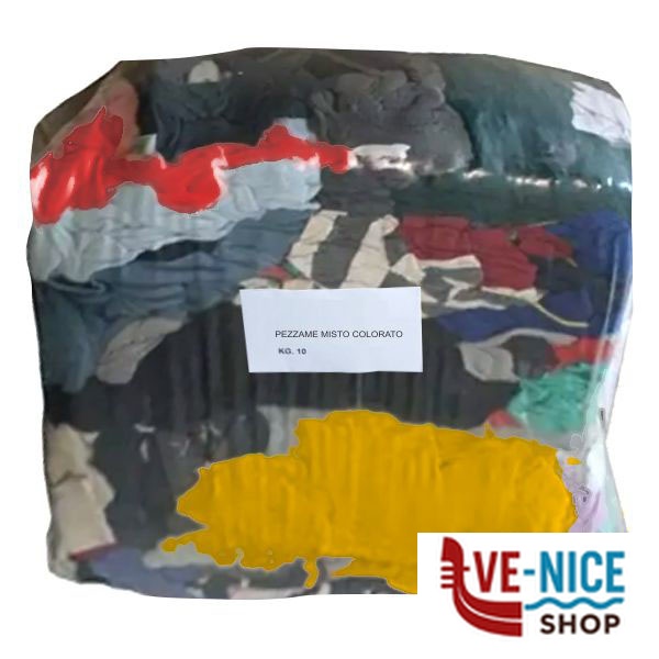TESSUTO STRACCIO COLORATO MISTO kg 10 PZCI STRACCI C - immagine 2