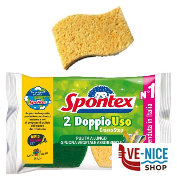 SPUGNA FIBRA VERDE DOPPIO USO Pz 2 SPONTEX 19600463 SPUGNE C - immagine 2