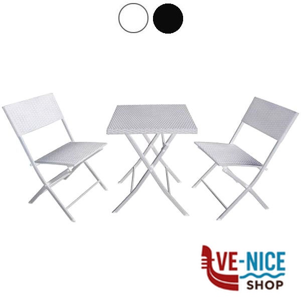 SET BALCONE FOLD BIANCO VETTE 09631 203004 SET WHITE ARREDO GIARDINO FERRO C - immagine 2