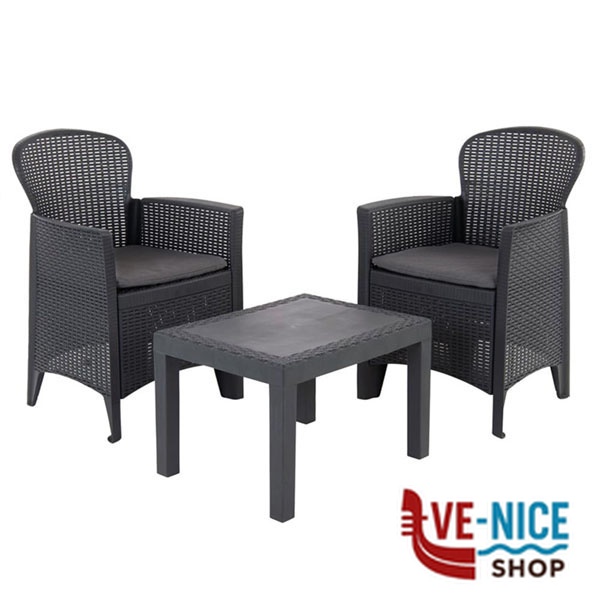 SALOTTINO SET AKITA ANTRACITE Pz 3 PROGARDEN AKTC12AN C/CUSCINO ARREDO GIARDINO PROGARDEN C - immagine 2
