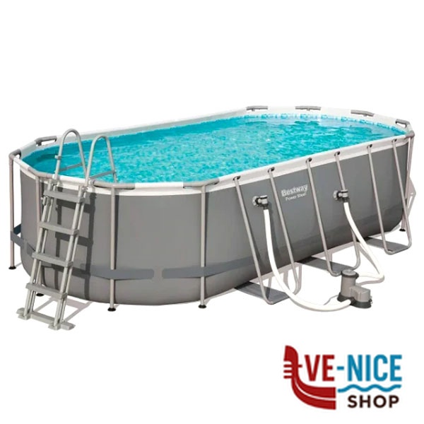PISCINA OVALE STEEL 610x366 h 122 BESTW 5611R PISCINE FUORI TERRA BESTWAY C - immagine 4