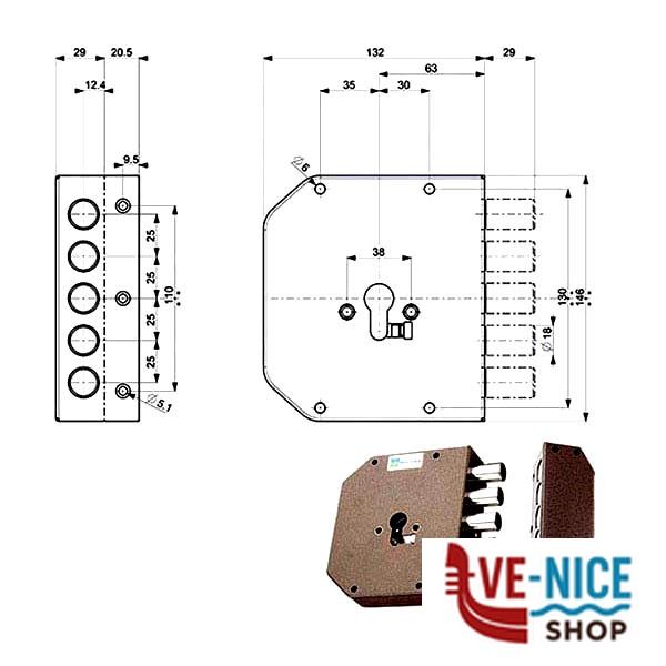 SERRATURA SIC.SEMPLICE DX 38600 MOTTURA 38600VD00 MOTTURA SERR.LEGNO APPLICARE S - immagine 2