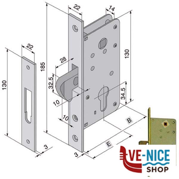 SERRATURA INF.LEGNO 026.40.00.0 WELKA 02640000 WELKA SERR.LEGNO INFILARE S - immagine 3