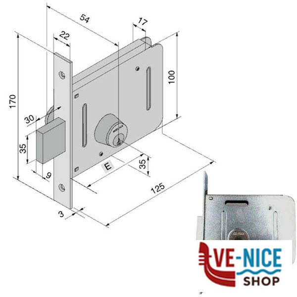 SERRATURA INF.FERRO 605.00.00.1 051.50.00.0 WELKA 05150000 WELKA SERR.ALL/FERRO INFIL. S - immagine 2