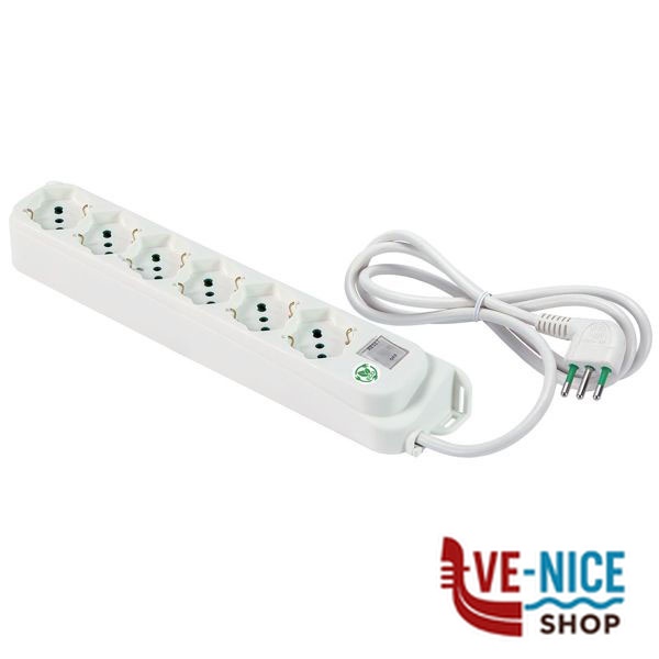MULTIPRESA 6x2PT SK BIANCO INT RETAIL 474304 FME 474304 AVVOLGICAVI E PROLUNGHE F - immagine 3