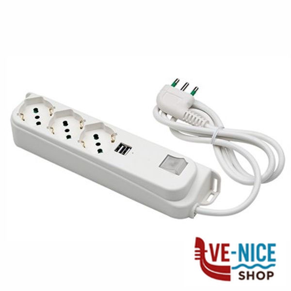 MULTIPRESA 3x2PT SK 2 USB INT RETAIL 47450 FME 47450 AVVOLGICAVI E PROLUNGHE F - immagine 2