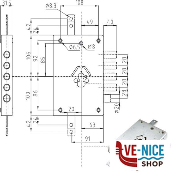 SERRATURA SIC.TRIPLICE DX CILINDRO E63 NE42 ATRA IMBNE42 D ATRA DIERRE SERR.BLINDATE S - immagine 2