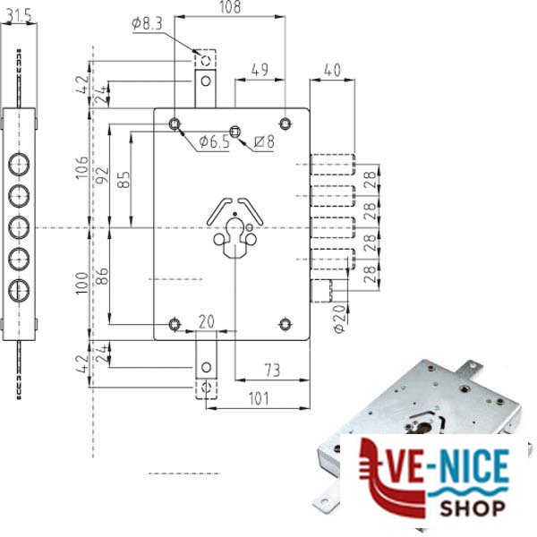 SERRATURA SIC.TRIPLICE SX CILINDRO E73 NE42-7 ATRA IMBNE42 7 S ATRA DIERRE SERR.BLINDATE S - immagine 2