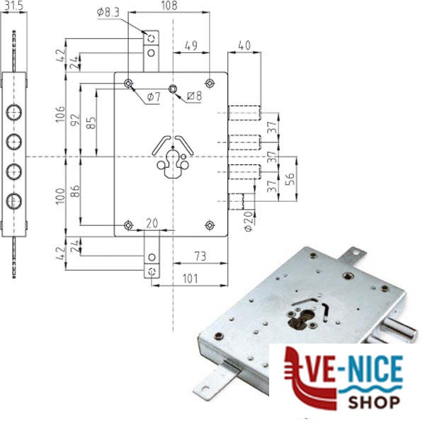 SERRATURA SIC.TRIPLICE DX CILINDRO E73 NE43-7 ATRA IMBNE43 7 D ATRA DIERRE SERR.BLINDATE S - immagine 2