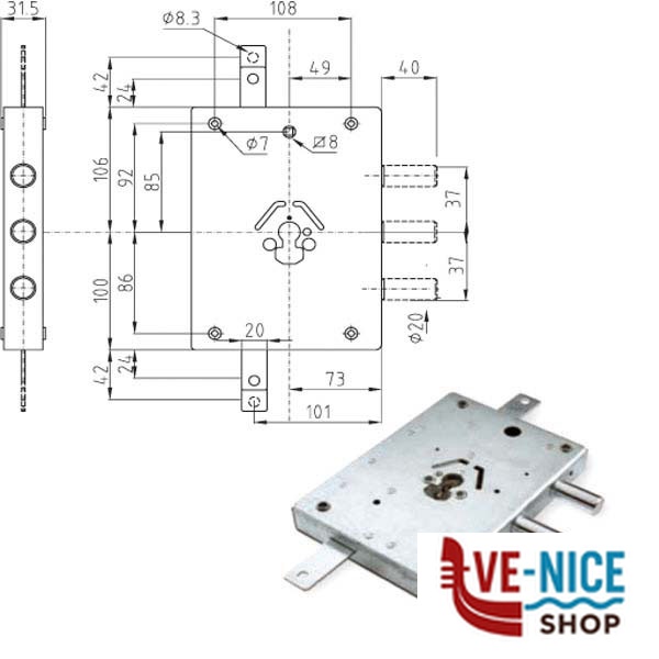 SERRATURA SIC.TRIPLICE DX CILINDRO E63 32Y ATRA IMB10 32YDR ATRA DIERRE SERR.BLINDATE S - immagine 2