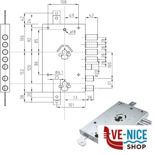 SERRATURA SIC.TRIPLICE SX CILINDRO E73 NE46-7 ATRA IMBNE46 7 S ATRA DIERRE SERR.BLINDATE S - immagine 2