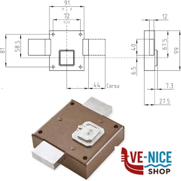 SERRATURA FERROGLIETTO 4 MANDATE FER-0100-7 ATRA FER0100 7 ATRA DIERRE SERR.BLINDATE S - immagine 3