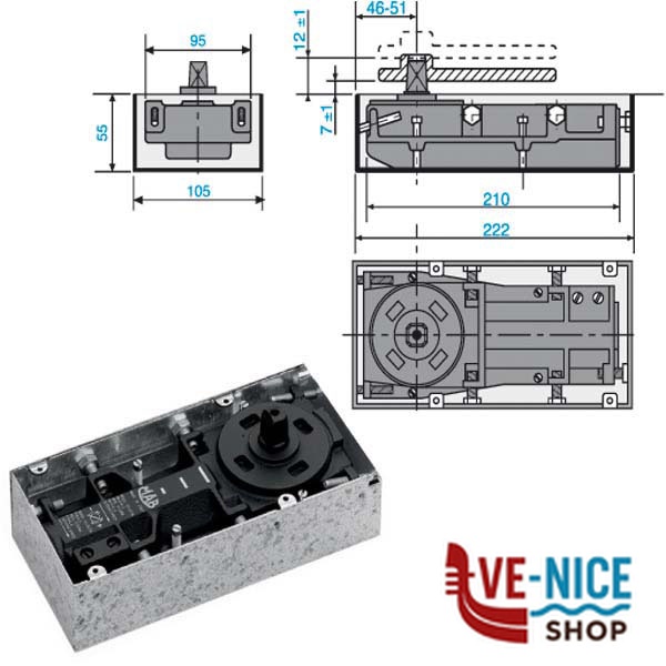 CHIUDIPORTA PAVIMENTO 7100 90^ ME7161 MAB ME71610S0 MAB ASSA ABLOY CHIUDIPORTA S - immagine 4