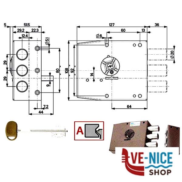 SERRATURA SIC.SEMPLICE DX DM 20501 MOTTURA 20501VDDM MOTTURA SERR.LEGNO APPLICARE S - immagine 3