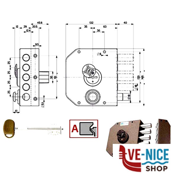 SERRATURA SIC.SEMPLICE DX DM 20510 MOTTURA 20510VDDM MOTTURA SERR.LEGNO APPLICARE S - immagine 3