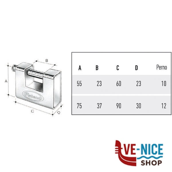 LUCCHETTO CORAZZATO mm 60 SERRANDE KA POTENT 11070KA03 POTENT LUCCHETTI S - immagine 2