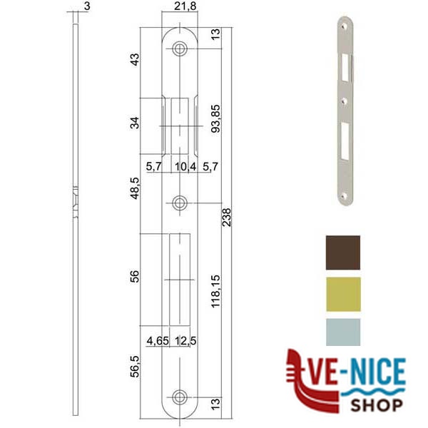 INCONTRO SERRATURE INFILARE BT 8x85 OT 590 AGB B00590.15.03 AGB SERR.LEGNO INFILARE S - immagine 3