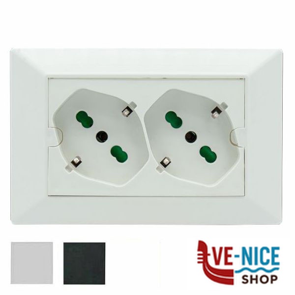 FRUTTO DOPPIO PRESA SK 10/16A B/CO OPERA 42100 FME 42100 FRUTTI E SUPPORTI F - immagine 2