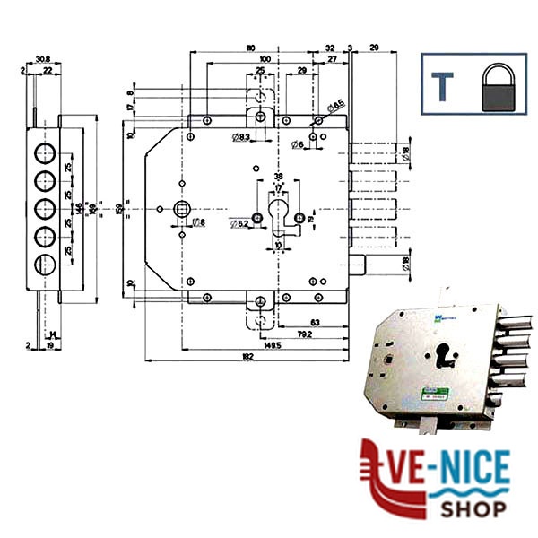 SERRATURA SIC.TRIPLICE SX 85555 MOTTURA 85555S000T MOTTURA SERR.BLINDATE S - immagine 3