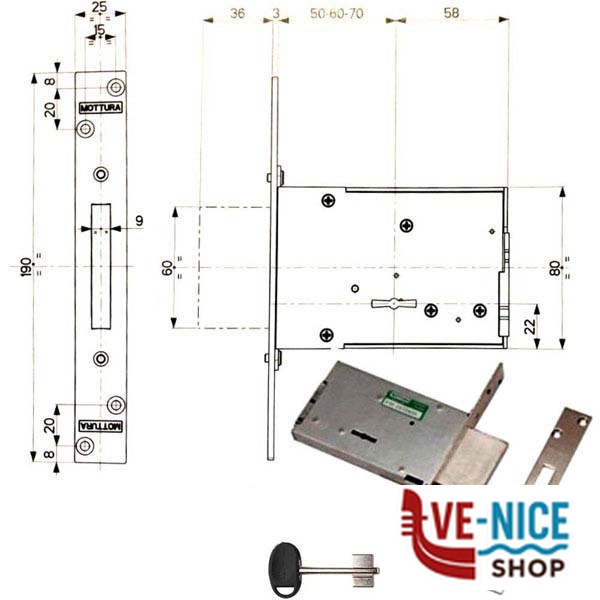 SERRATURA INF.FERRO E50 40701 MOTTURA 407015000 MOTTURA SERR.ALL/FERRO INF. S - immagine 2