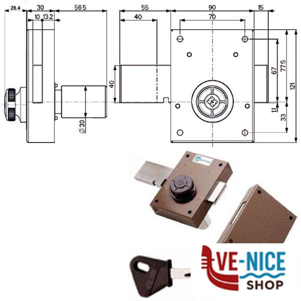 SERRATURA FERROGLIETTO POMPA 1 M 34351 MOTTURA 34351V500 E MOTTURA SERR.LEGNO APPLICARE S - immagine 4
