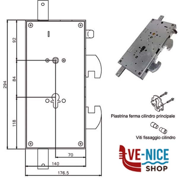 SERRATURA SIC.TRIPLICE CIL. E70 SX GRIPSTOP TESIO SR200100GR83PMS TESIO SERR.BLINDATE S - immagine 3