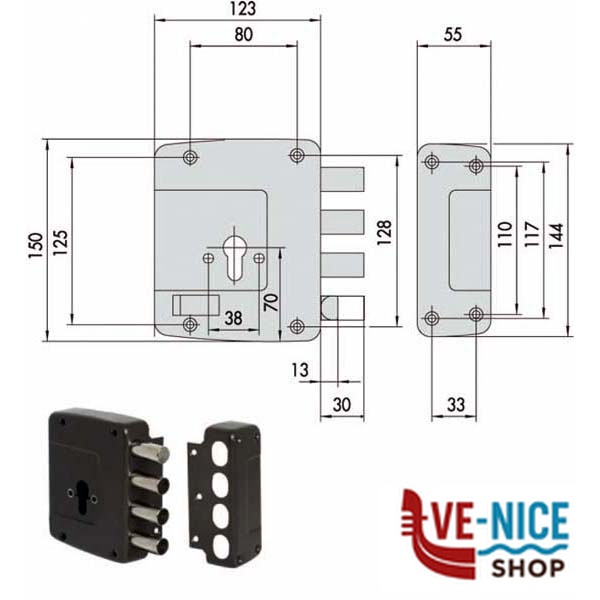 SERRATURA SICUREZZA SEMPLICE DX 56152-60-1 CISA 56152.60.1 CISA SERR.LEGNO APPLICARE S - immagine 3
