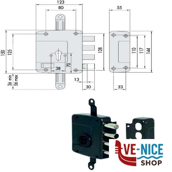 SERRATURA SICUREZZA TRIPLICE DX 56162-60-1 CISA 56162.60.1 CISA SERR.LEGNO APPLICARE S - immagine 3