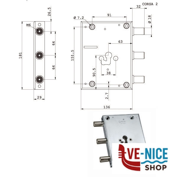 SERRATURA SIC.TRIPLICE CIL. E63 RFI661/640 MOIA RFI661/640RF MOIA SERR.BLINDATE S - immagine 2