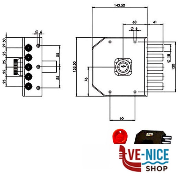 SERRATURA SIC.SEMPLICE SX POMPA JM421 MOIA JM421SX MOIA SERR.LEGNO APPLICARE S - immagine 3
