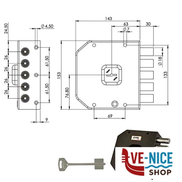 SERRATURA SIC.SEMPLICE SX DM A411 MOIA A411SX MOIA SERR.LEGNO APPLICARE S - immagine 3