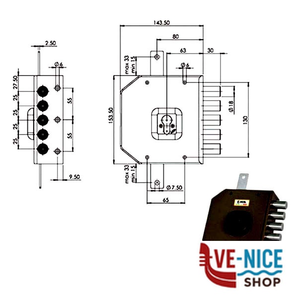 SERRATURA SIC.TRIPLICE SX CIL. G453 MOIA G453SXB MOIA SERR.LEGNO APPLICARE S - immagine 3