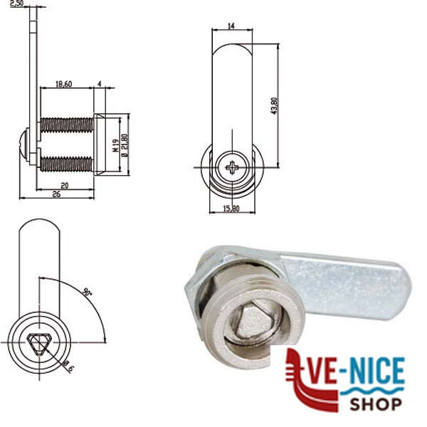 CILINDRO LEVETTA mm 20 D.19 TRIANGOLO 160010 OMR 160010 OMR CILINDRI S - immagine 2