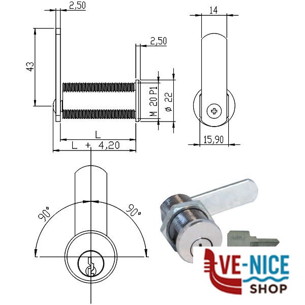 CILINDRO LEVETTA mm 41 D.20 63255 OMR 63255 OMR CILINDRI S - immagine 2