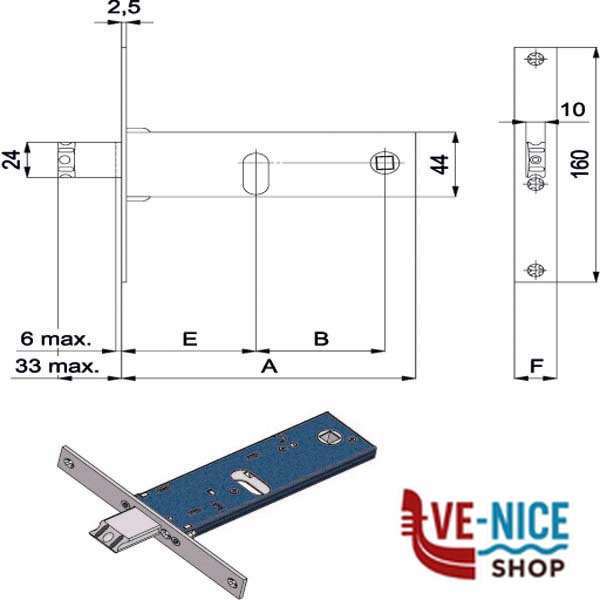 SERRATURA INF.FASCE ALL 22 E80 890 OMEC 890/F22 OMEC SERR.ALL/FERRO INFILARE S - immagine 3