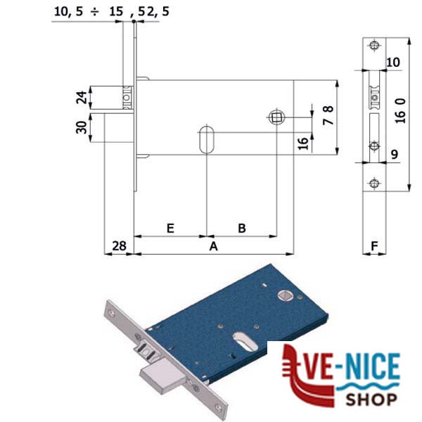 SERRATURA INF.FASCE ALL 22 E70 770 OMEC 770/F22 OMEC SERR.ALL/FERRO INFILARE S - immagine 3
